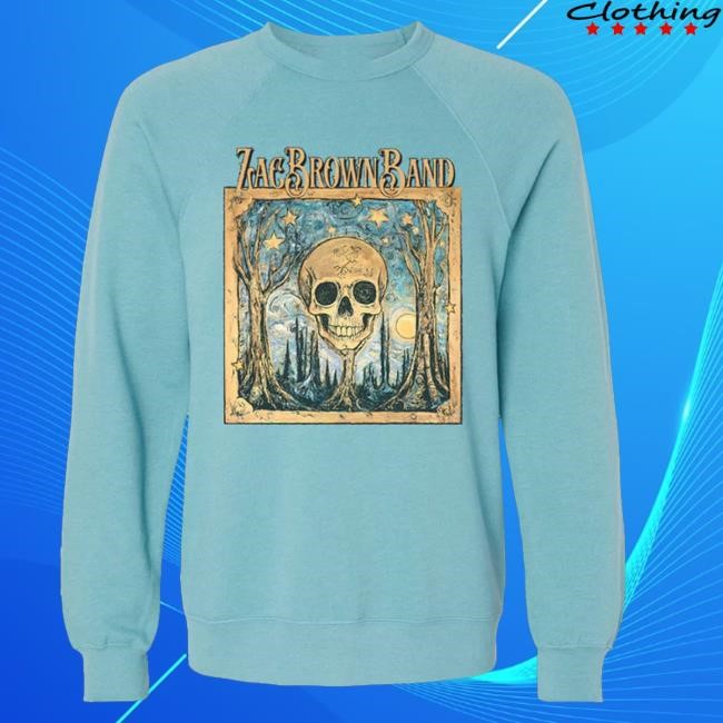 Zac Brown Band Merch Teal Skull T-Shirt